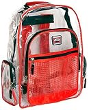 TrailMaker Clear PVC School Backpack/ Outdoor Backpack with Red Trim