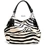 Black Large Vicky Zebra Print Faux Leather Satchel Bag Handbag Purse