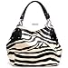Black Large Vicky Zebra Print Faux Leather Satchel Bag Handbag Purse