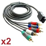 Skque Nintendo Wii AV Audio Video Component Cable Lot x 2 Bundle Kit Set