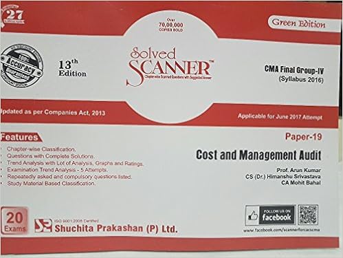 Solved Scanner CMA Final Group-IV (Syllabus 2016) Paper-19 Cost and Management