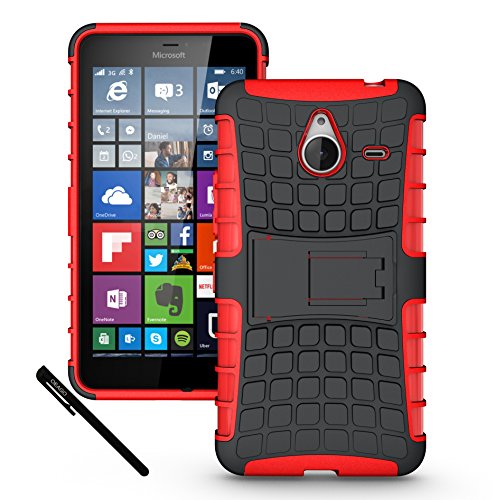 Microsoft Nokia Lumia 640 XL Case Cover - Tough Rugged Dual Layer Protective Case with Kickstand for Microsoft Nokia Lumia 640 XL (Not for Lumia 640) - Red