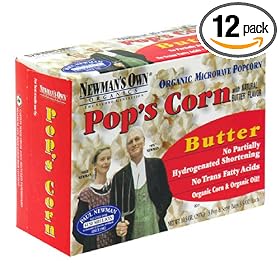 Newman's Own®Organics Pop's Corn Organic Microwave Popcorn, Butter, 10.5-Ounce Boxes (Pack of 12)
