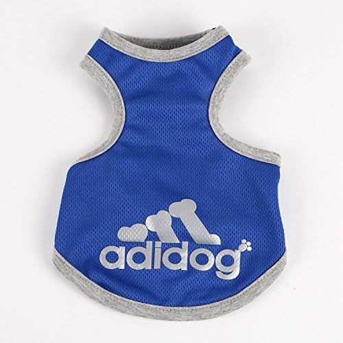 Commoditier Adidog Tank T-Shirt Top Dog Summer Causal Jersey Machine Washable (Blue, L)