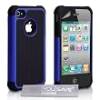 Custodia Apple iPhone 4 / 4S Difficile / Morbido Silicone Gel Blu E Nero Caso Con Schermo Pellicola Protezione
