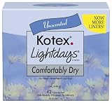 Kotex Lighdays Comforably Dry Unscented Pantiliner, 42 Count, (Case of 6)