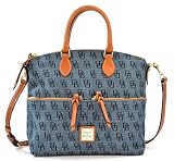 Dooney & Bourke DB Signature Pocket Satchel Purse Handbag Blue