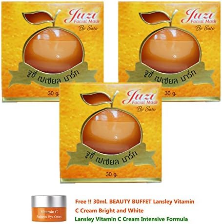 3 X Juzi Facial Mask 30g. Orange Fruits Extract Brightening Whitening Restoration Face Cream [Get Free Tomato Facial Mask &amp; Ceramine UV Line Ginkgo Plus Whitening Cream 8.50ml.]