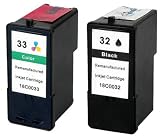 Produkt-Bild: 2 Druckerpatronen kompatibel f&uuml;r Lexmark 32 + 33 color und black