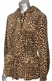 Sutton Studio Womens Leopard Print Anorak Jacket with Hood Plus Sizes