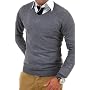 MT Styles V-Neck Pullover mit Patches F1002AB [Dun&hellip MYTRENDS Styles