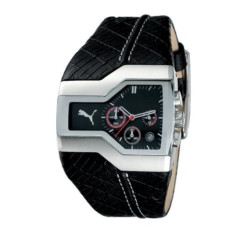 Puma Men\'s Chronograph Black Leather Watch #PU100041004