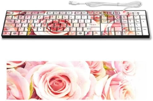 Pale Pink Rose Bouquet Flower Keyboard Customized Made to Order Support Ready 16 7/8 inch (430mm) x 4 7/8 inch (125mm) x 15/16 inch (25mm) High Quality Liil Key board Boards desktop laptop Key_board comfortable computer accessories cute gaming gear