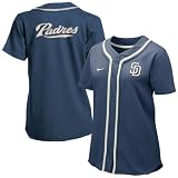 Nike San Diego Padres Ladies Navy Blue Batter Up Full Button Jersey