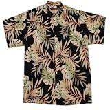 Tori Richard Big & Tall Tea Party Hawaiian Shirt - BLACK