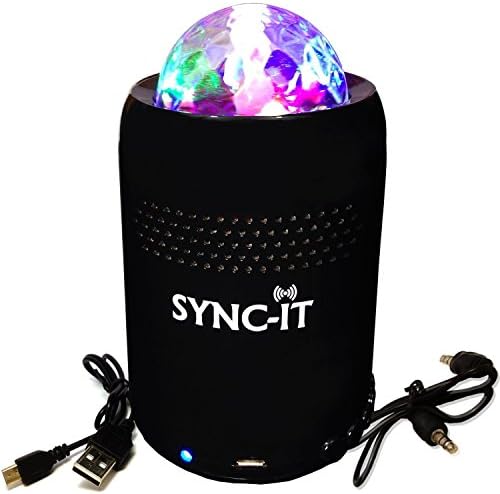 SYNC-IT Bluetooth Portable Wireless Party Speaker With Light Show - Full USB Connectivity - Multi-Colored LED Light Show - Little Speaker Big Sound