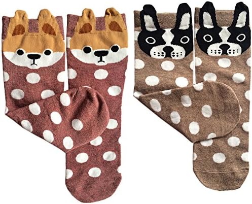 Cute Socks, Dog Design Womens Casual Comfortable Cotton Crew Socks Stockings