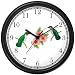 Red & Gray Throated Hummingbirds on Branches & 3 Pink Hibiscus Flowers - JP Wall Clock by WatchBuddy Timepieces (Hunter Green Frame)