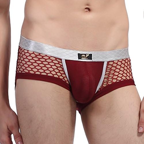 Rise World Men's Mesh Transparent Pouch Boxer Briefs Coffee Size S