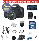 18 Piece Telephoto Kit with Canon EOS Rebel XSI 450D 12.2 MP Digital Camera with Canon EF-S 18-55mm IS Lens + Canon 75-300mm f/4-5.6 Telephoto Zoom Lens + Rokinon 500mm F/8 Lens with 2x Converter (=1000mm) + 16 GB Memory Card + Multi-Coated UV Filter (2) + Multi-Coated Polarizer Filter + Digital Slave Flash + 50 Titanium Anodized Tripod + Deluxe Camera Bag + 6 Piece Accessory Kit + 3 Year Celltime Warranty Repair Contract