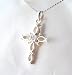 Sterling Silver Stone Icthus Fish Cross Necklace, 16