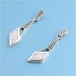 Sterling Silver Earrings with Marcasite and Mother of Pearl - 28mm