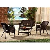 4pc Espresso Resin Wicker Outdoor Patio Furniture Set by 