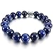 Men,Women's 10mm 12mm Alloy Bracelet Link Wrist Blue Silver Buddha Mala Energy Stone Gemstone Beads