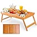 Moclever Breakfast Tray Table with Folding legs - Serving tray bamboo - dinner trays, tea tray, bar tray, bed trays for eating or any food tray - good for parties, Reading, Laptop, Working or bed tray
