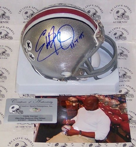 Eddie George Autographed/Hand Signed Ohio State Buckeyes Mini Helmet with 95 H.T. Inscription