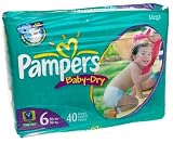 Pampers Baby-Dry Diapers, size 6 ( 35 plus lbs), Sesame Street, Mega. , 40 Diapers (UNISEX)