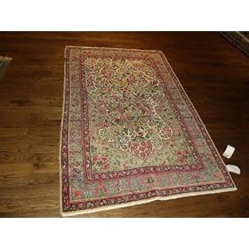 Handmade Antique Iranian Kerman Rug 4'x7'