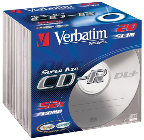 Verbatim CD-R Super AZO Crystal 20er-Pack 52x 700MB CD-R Rohlinge im Slimcase Preisvergleich