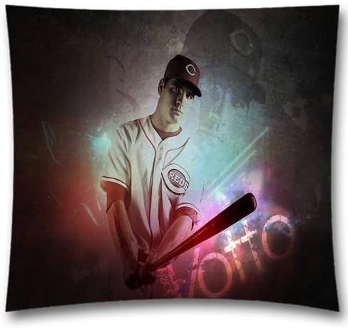 Art Sports Team Joseph Daniel Joey Votto Team Pattern Square Throw Pillow Covers for Couch and Bed,Ultra Soft Cotton Linen Pillowcase,Size:18x18 inches (45x45 cm) Sports Theme