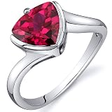 Trillion Cut Bypass Style 2.50 carats Ruby Ring in Sterling Silver Rhodium Finish Available in Sizes 5 thru 9