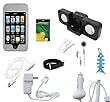 10 items Accessory Bundle Combo for Apple Ipod Touch 2nd Generation and 3rd Generation 8GB 16GB 32GB: Clear/White Silicone Skin Case Cover, USB 2in1 Data Sync Cable, Car Charger, Wall / Travel / AC Adapter Charger, 3.5mm Stereo Headset, Belt Clip, Armband, Black Portable Foldable Speaker Dock, LCD Screen Protector and Light Blue Fishbond Style Keychain