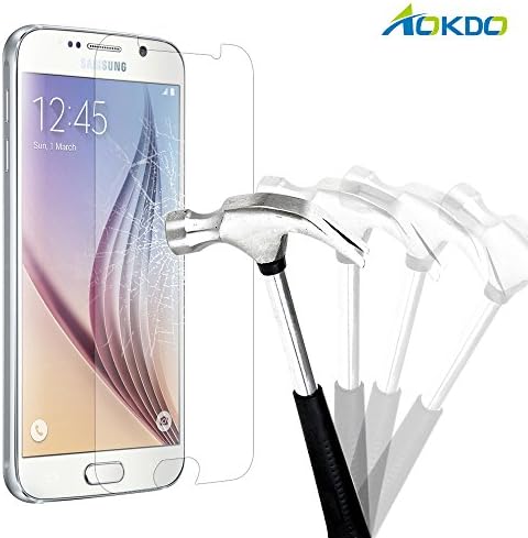 S6 Screen Protector, AOKDA [Full Screen Coverage] Premium Tempered Glass Screen Protector Film for Samsung Galaxy S6