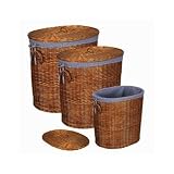 Whitney Design ML-5722 Woven-Willow Hampers with Lids and Lining, Set of 3