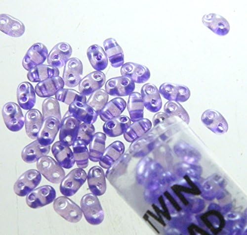 Lilac Purple 2.5x5mm 2 Hole Twin Beads Czech Glass Seed Beads 23 Gram Tube