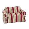 Classic Slipcovers Printed Classic Stripe Canvas Loveseat Slipcover, Red