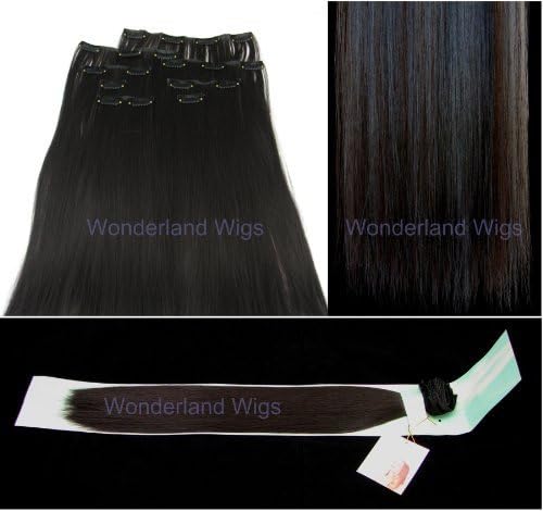DARK BROWN CLIP-IN HAIR EXTENSIONS 20" FULL HEAD SET
