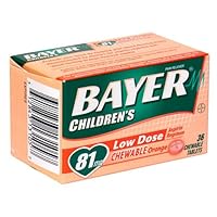 Bayer Aspirin Pain Reliever/ Fever Reducer, Children's Orange, 36-Count Chewable Tablets