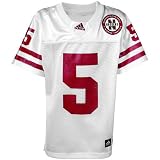 NCAA adidas Nebraska Cornhuskers #5 Youth Replica Football Jersey-White (X-Large)
