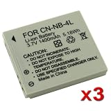 3 PACK Lithium-ion NB-4L NB4L Battery For Canon Camera