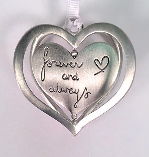 Forever and Always Spinning Heart Christmas Ornament Brushed Pewter 3" 2.5" Made in USA