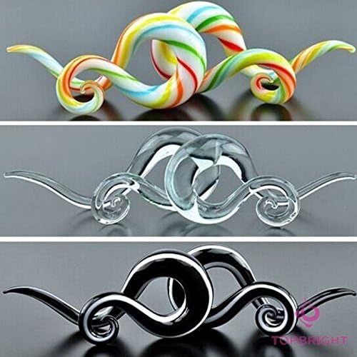 ringforu 1 Pair Glass Pyrex Twist Ear Gauges Hangers Tapers Plugs Stretchers Expanders Clear 10 mm