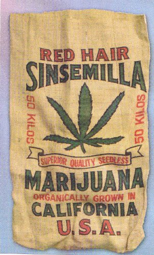 Red Hair Sinsemilla Marijuana Novelty Burlap Bag 22