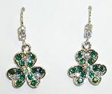 Silverplated Green 3 Leaf Clover Pierced Earrings
