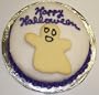 Chocolate Decorated Cake Single Layer 8" Round Topped with Ghoast Purple Trim