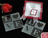 Love Glass Coasters in Personality Box  – Baby Shower Gifts & Wedding Favors